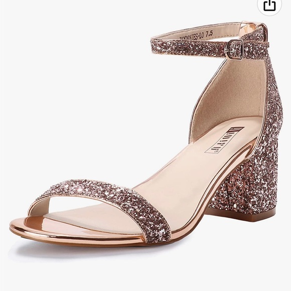 Rose Gold chunky heels. Worn once for approximately 2 hours on cruise ship. - Picture 1 of 1